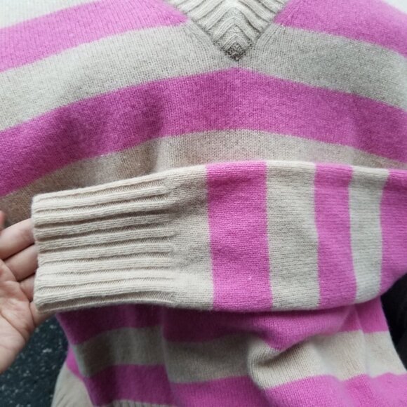 J. Crew Pink and Tan Striped Lambs Wool Sweater Sm - Picture 8 of 8